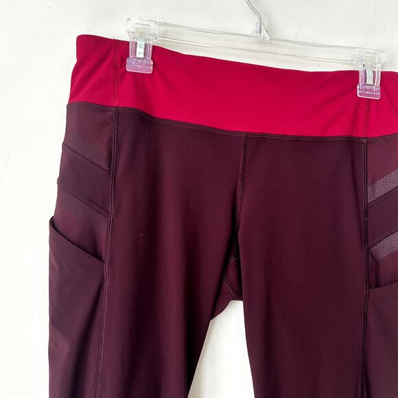 Lululemon Illumina Crop Leggings Size 10 Capris Red Pink Activewear Pilates Gym - Picture 2 of 7